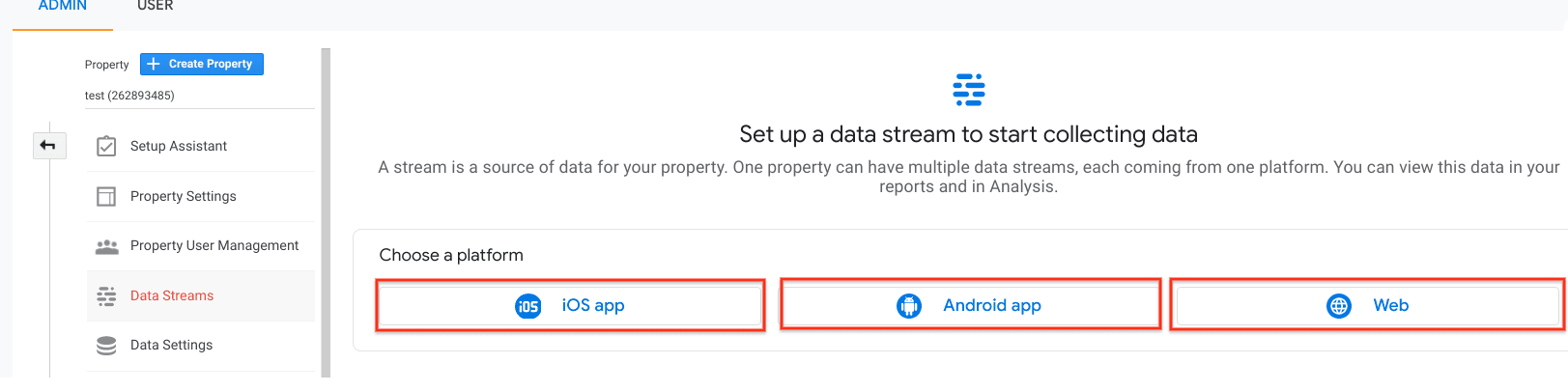 Data Stream options